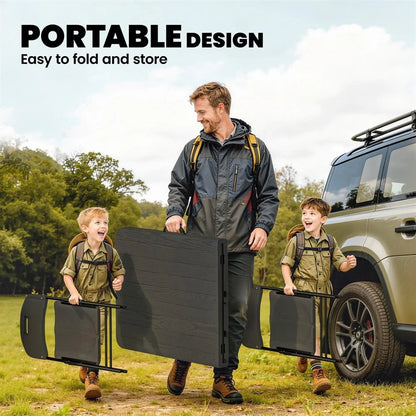 Outsunny 5 Piece 6ft Foldable Table and Chairs, Portable Picnic Table Set with 4 Chairs, Waterproof Top and Steel Frame, Black 5