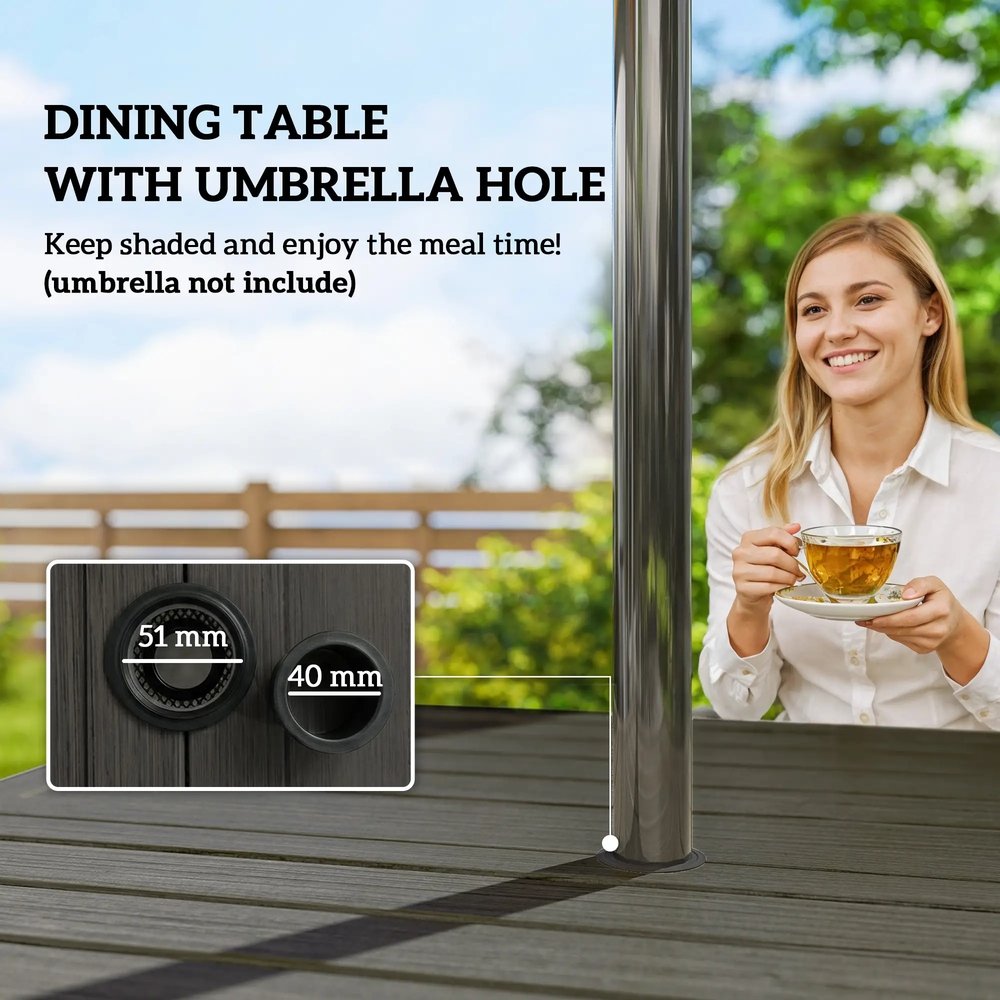 Outsunny 5 Pieces Outdoor Dining Set for 4, Garden Table and Stackable Chairs with Breathable Mesh Seat 17