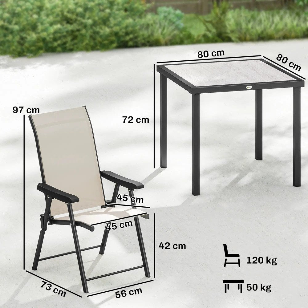 Outsunny 5 Pieces Outdoor Dining Set, Garden Dining Set for 4 with Square Table and Folding Chairs 2