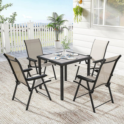 Outsunny 5 Pieces Outdoor Dining Set, Garden Dining Set for 4 with Square Table and Folding Chairs 9