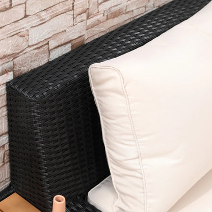 Outsunny 5-Seater Rattan Garden Furniture Outdoor Sectional Corner Sofa with Armrest and Cushions, Black