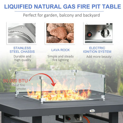 Outsunny 6-Piece Aluminium Garden Furniture Set with Fire Pit Table, Outdoor Dining Sofa Set with Cushions, Loveseats and Footstools, Sectional Corner Conservatory Furniture for Patio, Grey 3