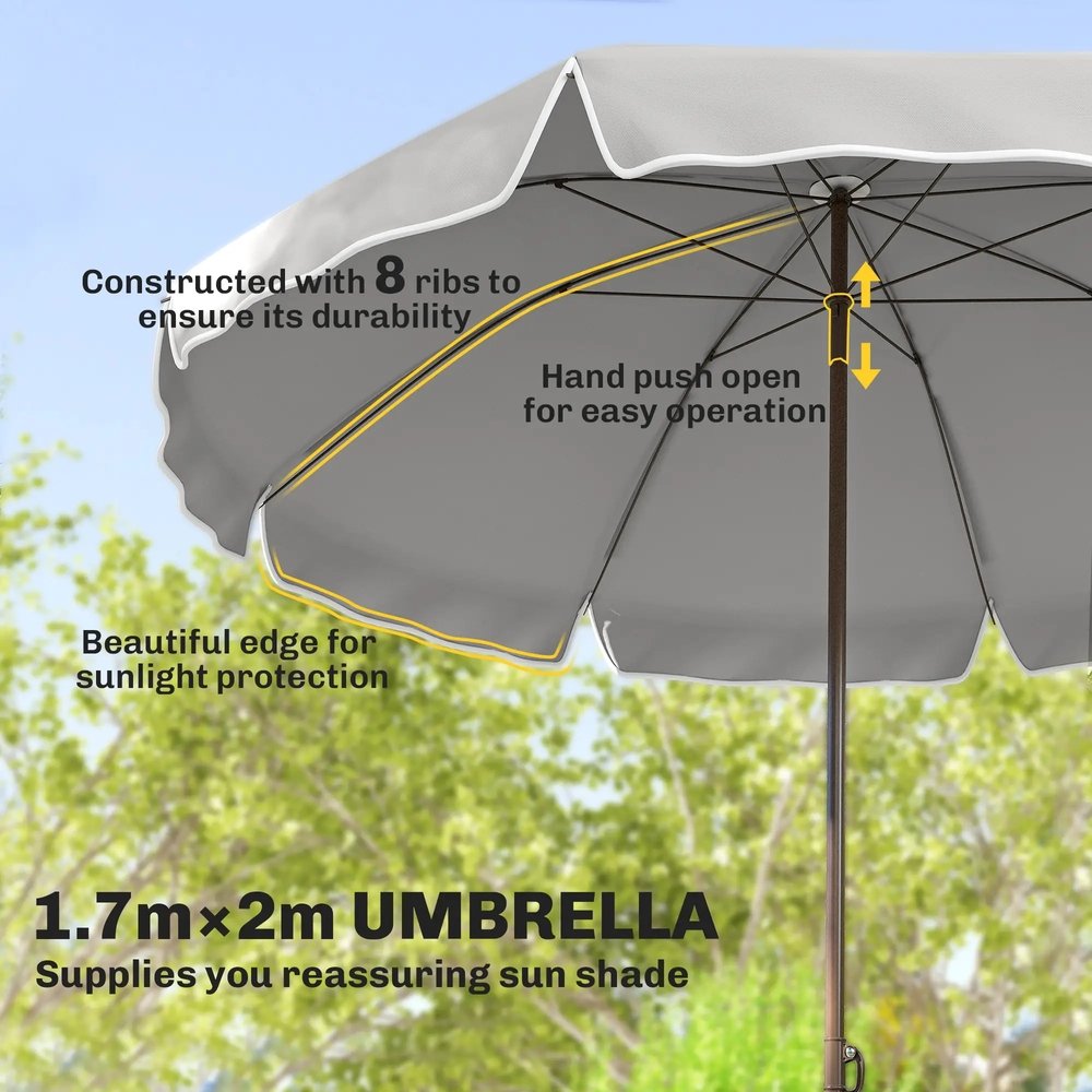 Outsunny 6 Piece Garden Dining Set with Umbrella, Patio Sets with Parasol, 4 Folding Dining Chairs, Dark Grey 5