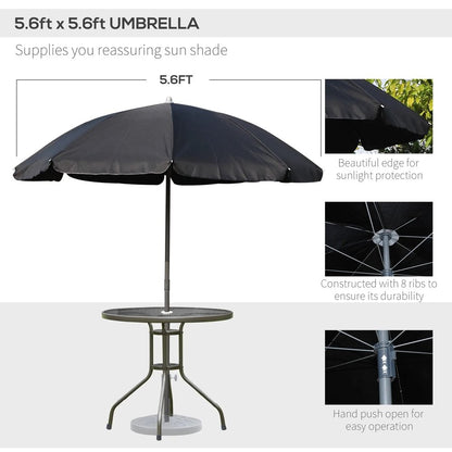 Outsunny 6 Piece Garden Dining Set with Umbrella, Patio Sets with Parasol with 4 Folding Dining Chairs, Black 3