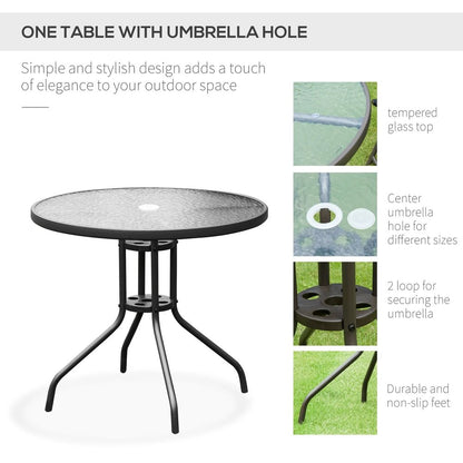 Outsunny 6 Piece Garden Dining Set with Umbrella, Patio Sets with Parasol with 4 Folding Dining Chairs, Black 4