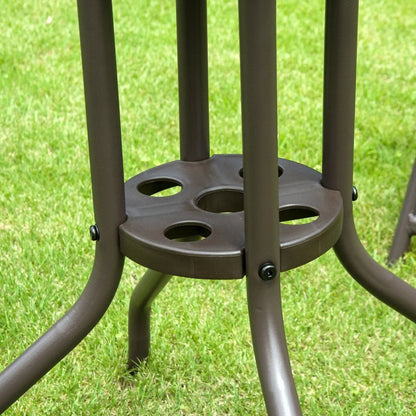 Outsunny 6 Piece Garden Dining Set with Umbrella, Patio Sets with Parasol with 4 Folding Dining Chairs, Black 9