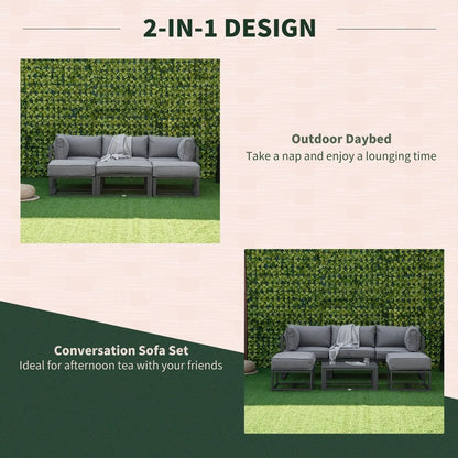 Outsunny 6 Piece Outdoor Couch, Sectional Sofa Set with Aluminum Patio Conversation Furniture, Grey 3