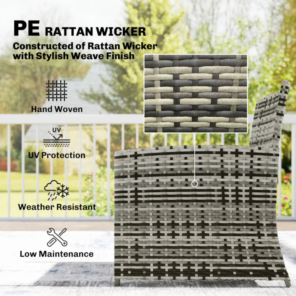 Outsunny 6 Piece Rattan Garden Furniture, Space-Saving Patio Furniture Set with Nesting Tables, Chairs, Stools, Cushions