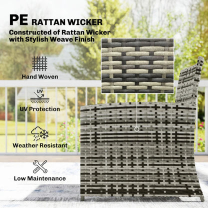 Outsunny 6 Piece Rattan Garden Furniture, Space-Saving Patio Furniture Set with Nesting Tables, Chairs, Stools, Cushions
