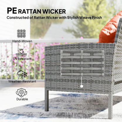 Outsunny 6-Seater Rattan Dining Set Sofa Table Footstool Outdoor w/ Cushion Garden Furniture