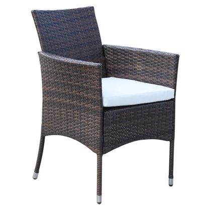 Outsunny 6 Seater Rattan Dining Set with Cushions, Rattan Garden Furniture Set with 6 Armchairs, Rectangular Glass Top Table, Outdoor Dining Table and Chairs