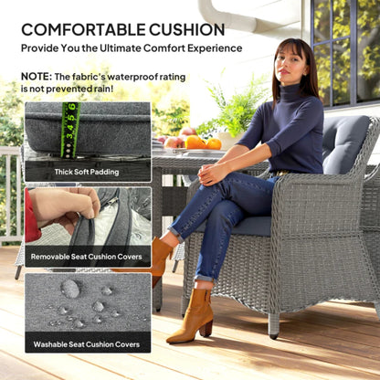 Outsunny 6 Seater Rattan Garden Dining Set with Cushions, Aluminium Outdoor Patio Furniture Set for Garden Gatherings & Outdoor Dining, Mixed Grey