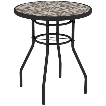 Outsunny &Phi;60 Garden Table, with Glass Printed Tabletop 11