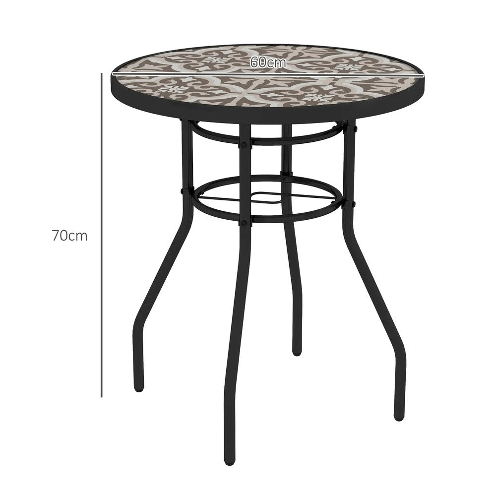 Outsunny &Phi;60 Garden Table, with Glass Printed Tabletop 13