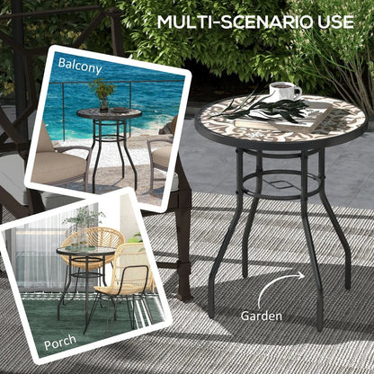 Outsunny &Phi;60 Garden Table, with Glass Printed Tabletop 16
