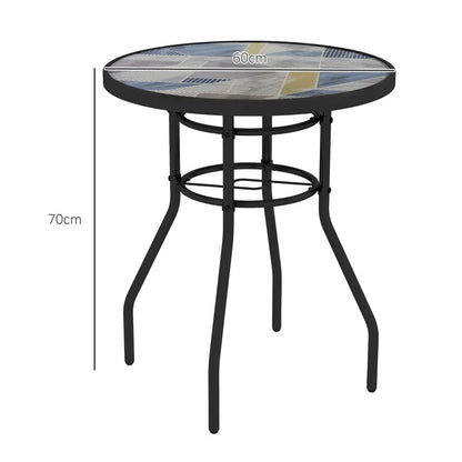 Outsunny &Phi;60 Garden Table, with Glass Printed Tabletop 2