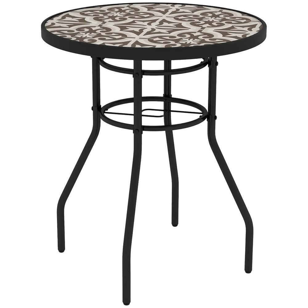 Outsunny &Phi;60 Garden Table, with Glass Printed Tabletop 20