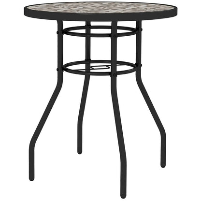 Outsunny &Phi;60 Garden Table, with Glass Printed Tabletop 21