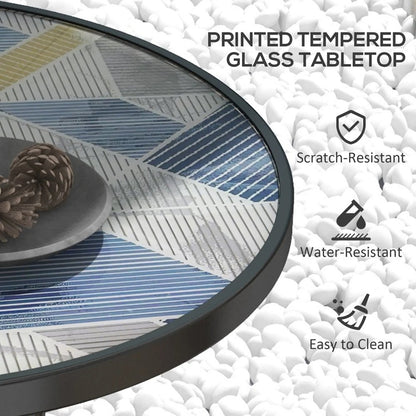 Outsunny &Phi;60 Garden Table, with Glass Printed Tabletop 3