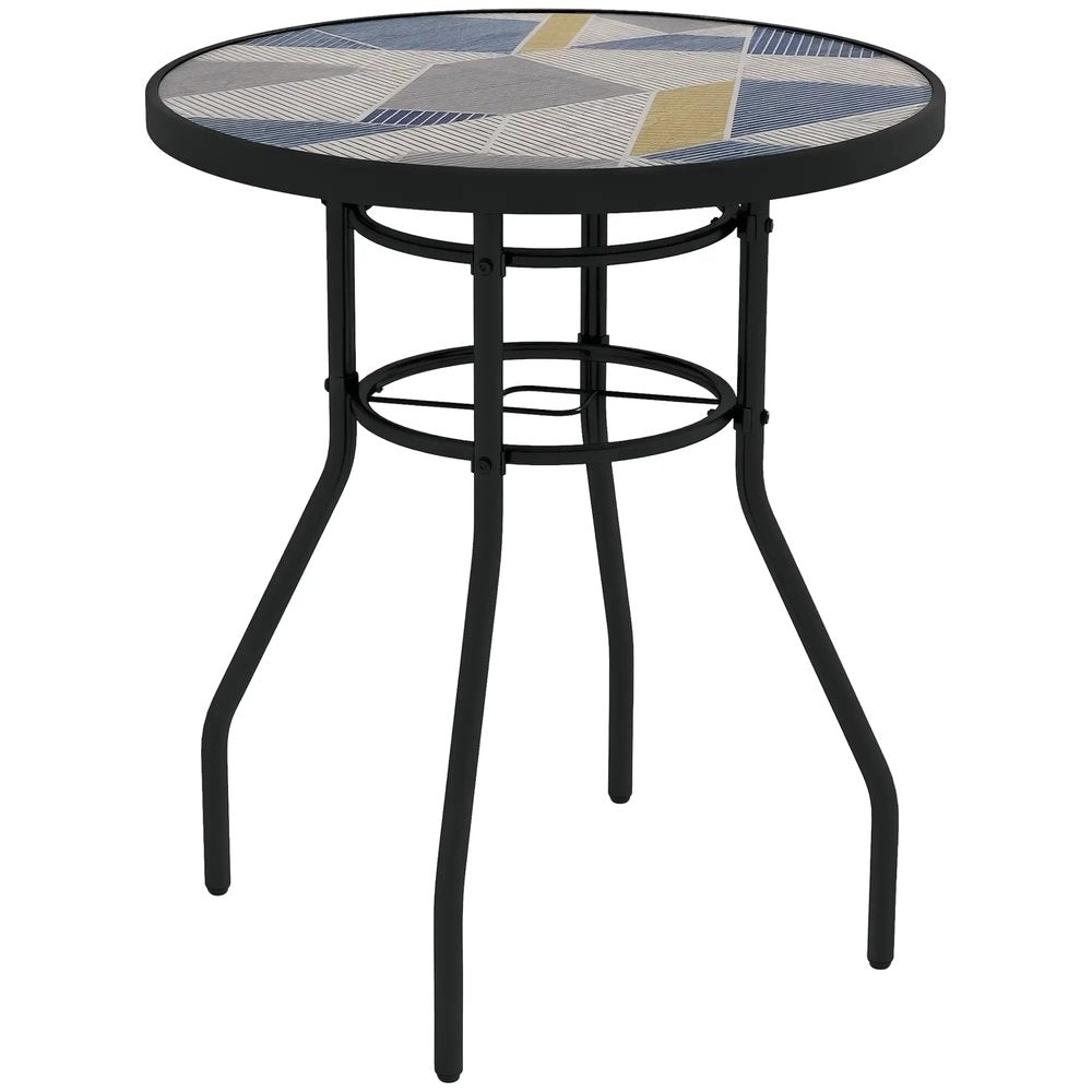 Outsunny &Phi;60 Garden Table, with Glass Printed Tabletop 9