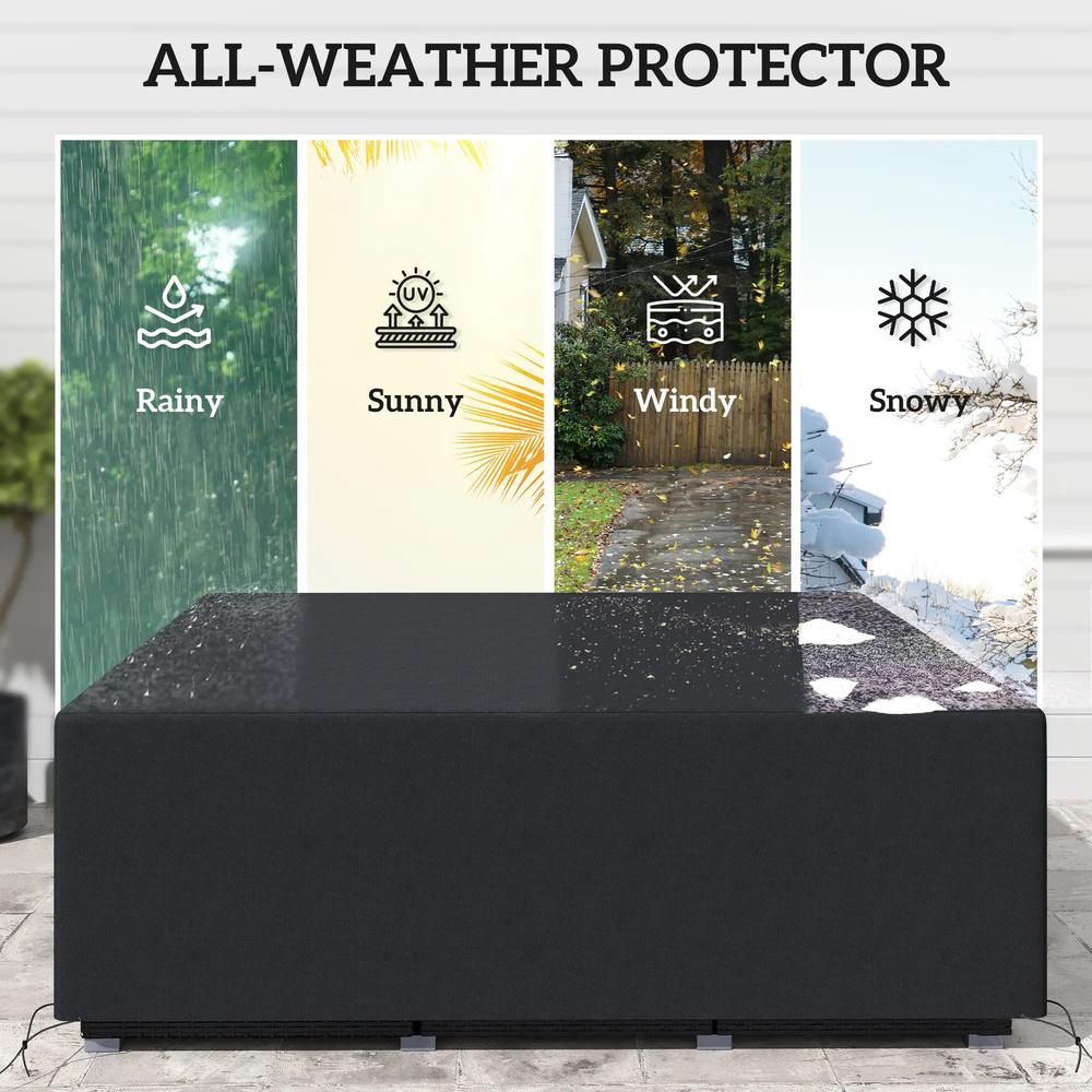 Outsunny 600D Oxford Outdoor Garden Furniture Sofa Set Cover, Waterproof Anti-UV Rattan Sun Lounger Protection Protector Cover, 225L x 210W x 70Hcm, Black 3