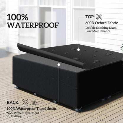 Outsunny 600D Oxford Outdoor Garden Furniture Sofa Set Cover, Waterproof Anti-UV Rattan Sun Lounger Protection Protector Cover, 225L x 210W x 70Hcm, Black 4