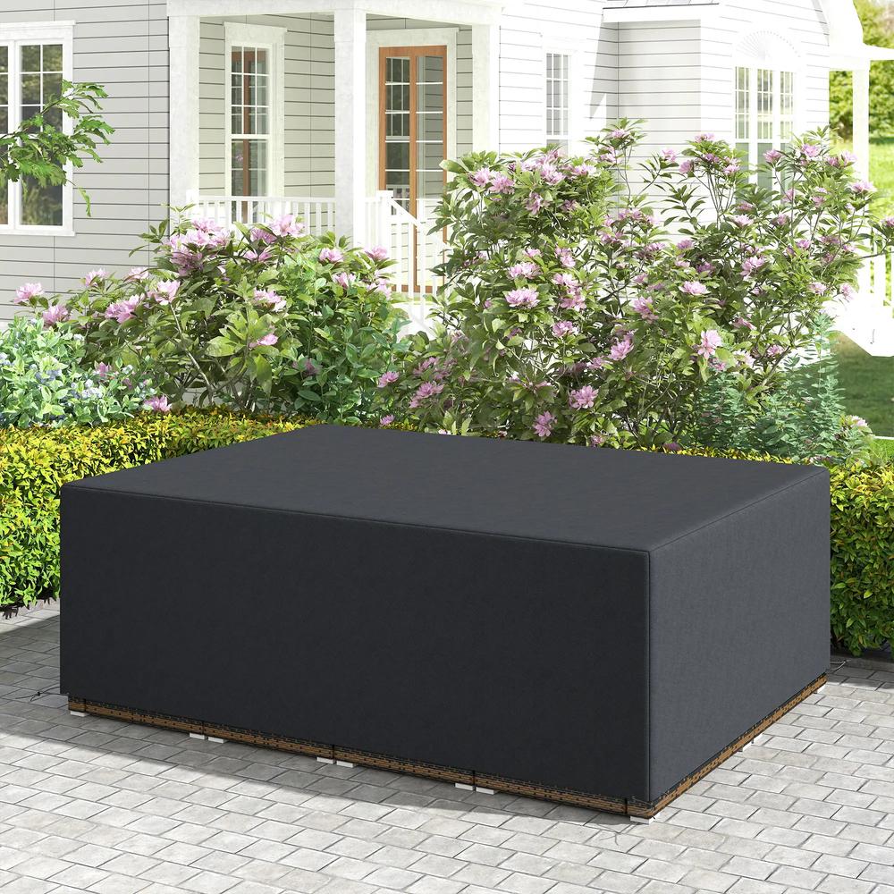 Outsunny 600D Oxford Outdoor Garden Furniture Sofa Set Cover, Waterproof Anti-UV Rattan Sun Lounger Protection Protector Cover, 275L x 205W x 90Hcm 1