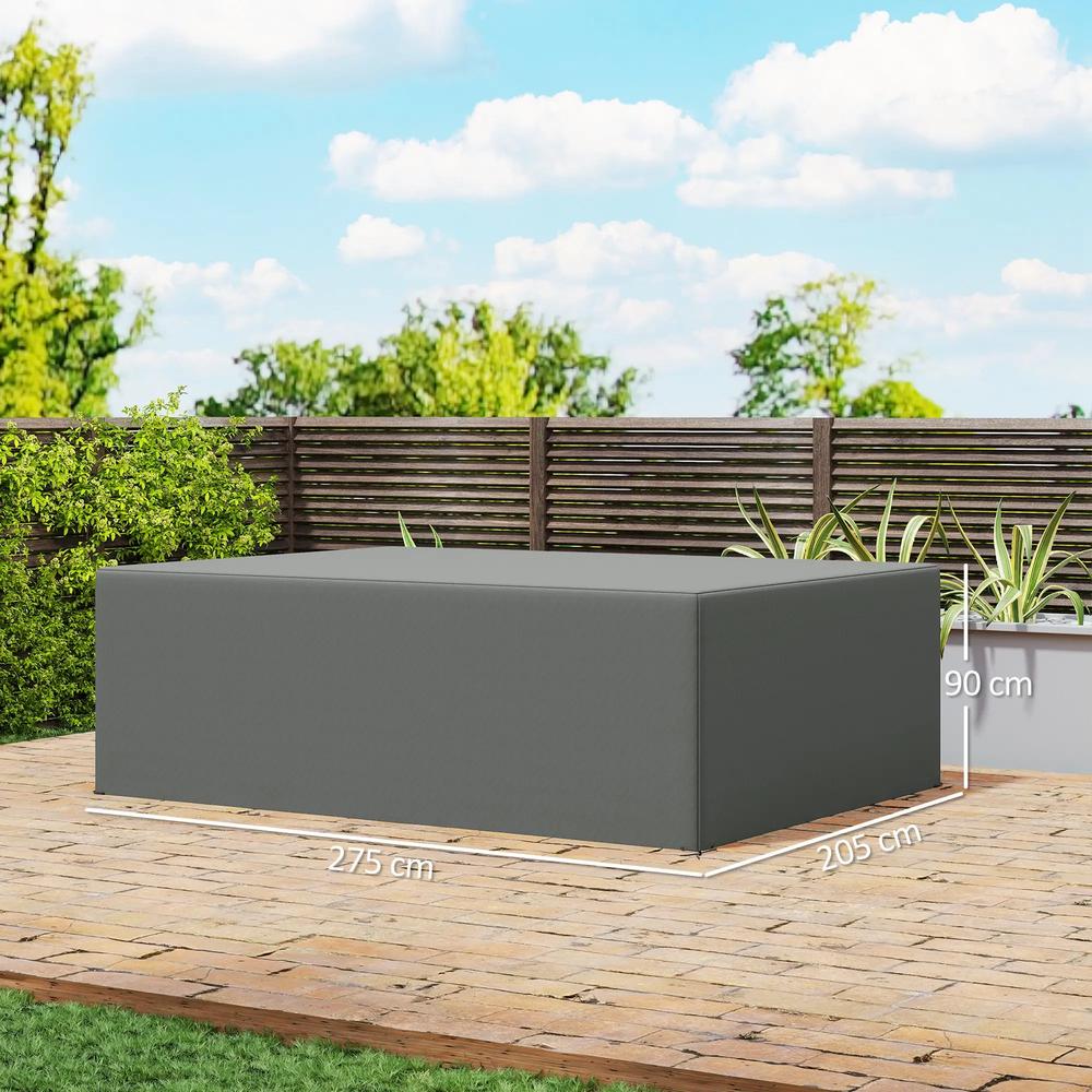 Outsunny 600D Oxford Outdoor Garden Furniture Sofa Set Cover, Waterproof Anti-UV Rattan Sun Lounger Protection Protector Cover, 275L x 205W x 90Hcm 13
