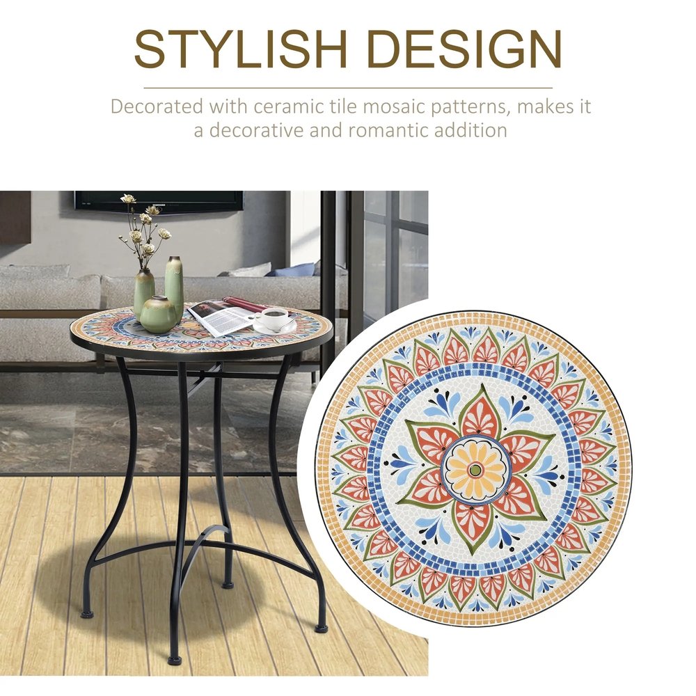 Outsunny &Phi;60cm Mosaic Outdoor Patio Table 36