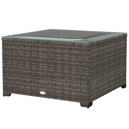 Outsunny 62 x 62cm Glass-Top Rattan Side Table