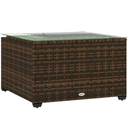 Outsunny 62 x 62cm Glass-Top Rattan Side Table