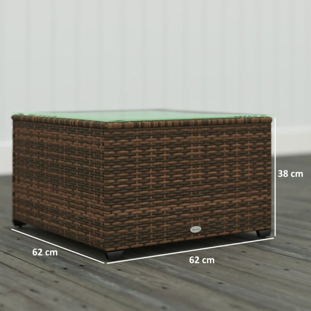 Outsunny 62 x 62cm Glass-Top Rattan Side Table