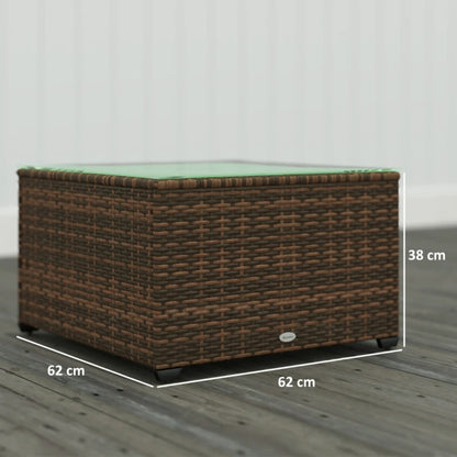 Outsunny 62 x 62cm Glass-Top Rattan Side Table