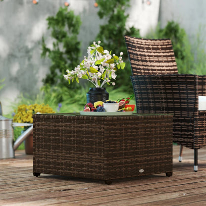 Outsunny 62 x 62cm Glass-Top Rattan Side Table
