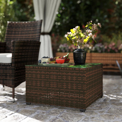 Outsunny 62 x 62cm Glass-Top Rattan Side Table
