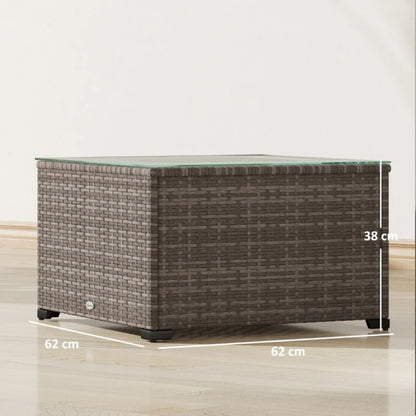 Outsunny 62 x 62cm Glass-Top Rattan Side Table