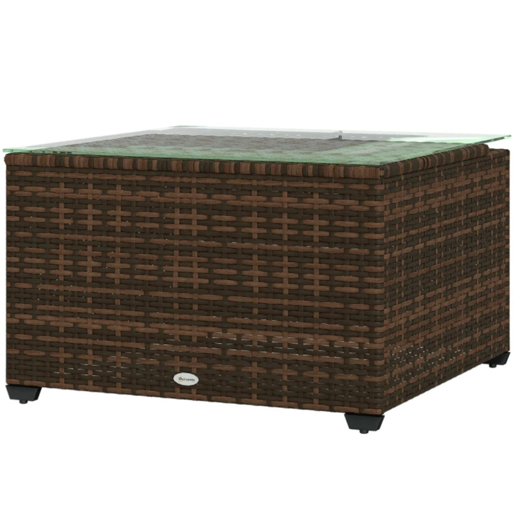Outsunny 62 x 62cm Glass-Top Rattan Side Table