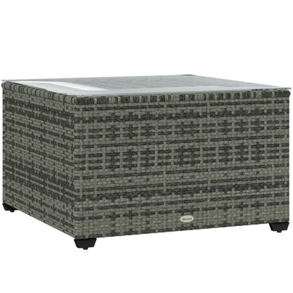 Outsunny 62 x 62cm Glass-Top Rattan Side Table