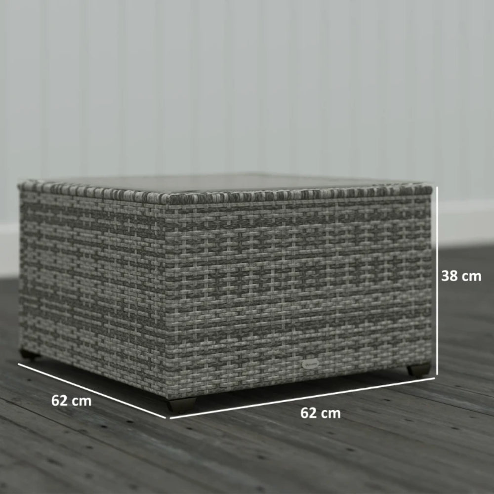 Outsunny 62 x 62cm Glass-Top Rattan Side Table