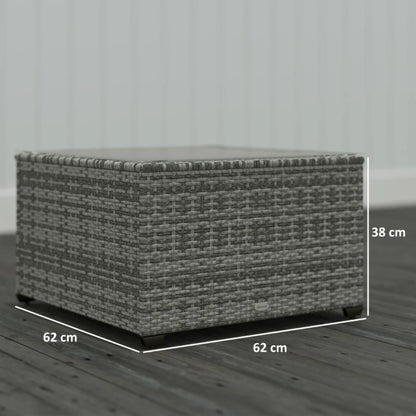 Outsunny 62 x 62cm Glass-Top Rattan Side Table