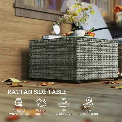 Outsunny 62 x 62cm Glass-Top Rattan Side Table
