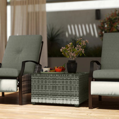 Outsunny 62 x 62cm Glass-Top Rattan Side Table