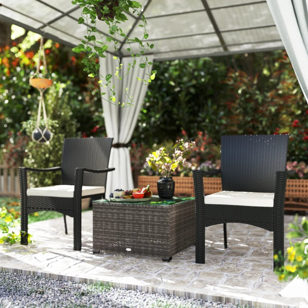 Outsunny 62 x 62cm Glass-Top Rattan Side Table