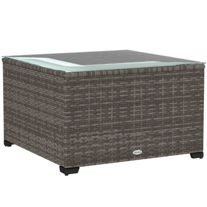 Outsunny 62 x 62cm Glass-Top Rattan Side Table