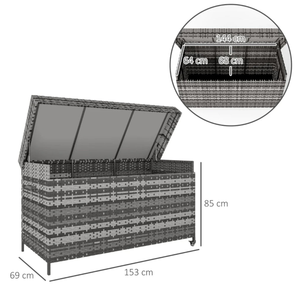 Outsunny 627L Rattan Storage Box - Dark Grey