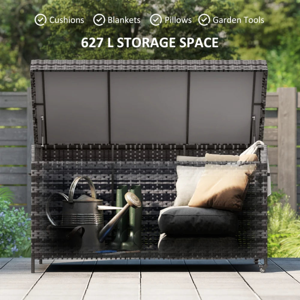 Outsunny 627L Rattan Storage Box - Dark Grey