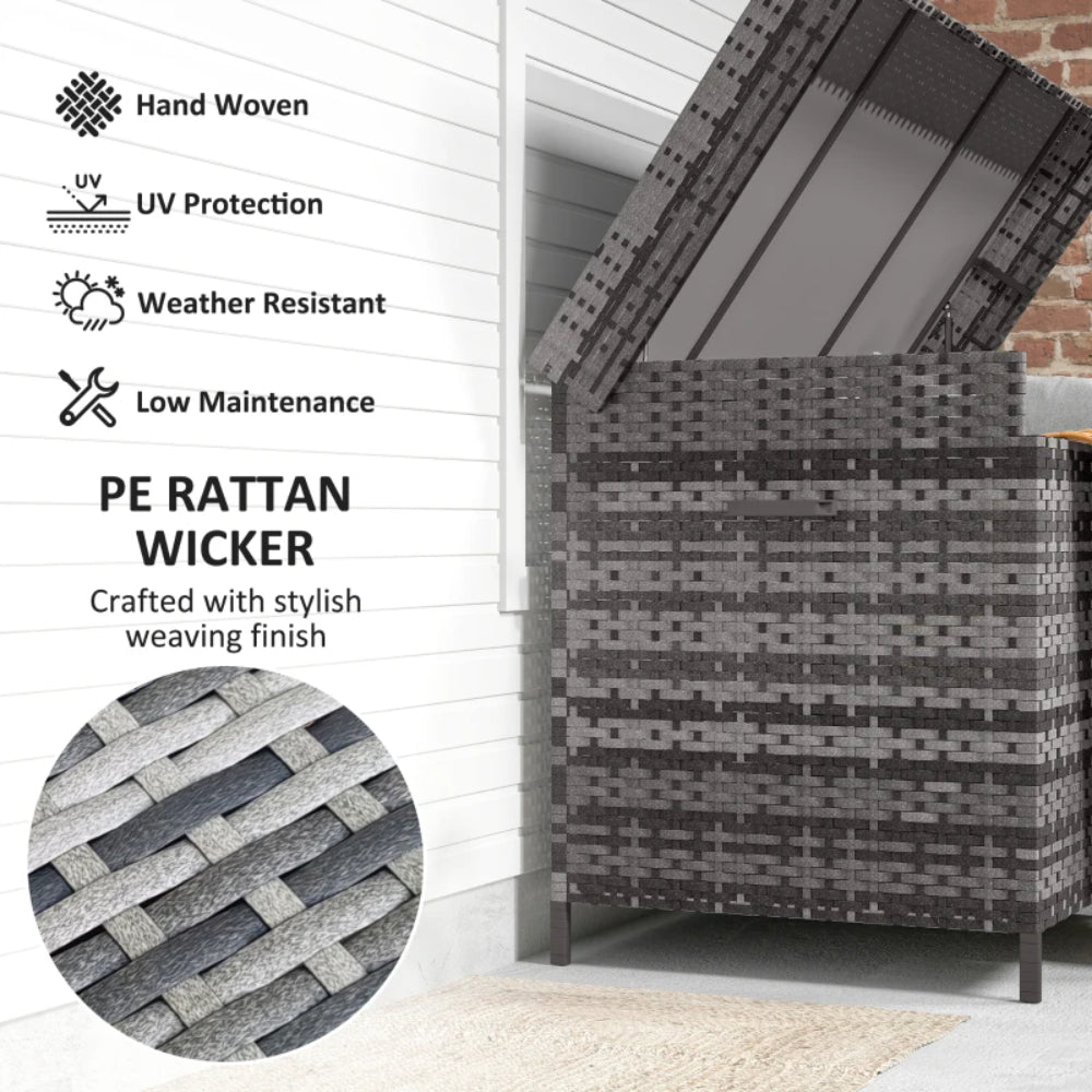 Outsunny 627L Rattan Storage Box - Dark Grey