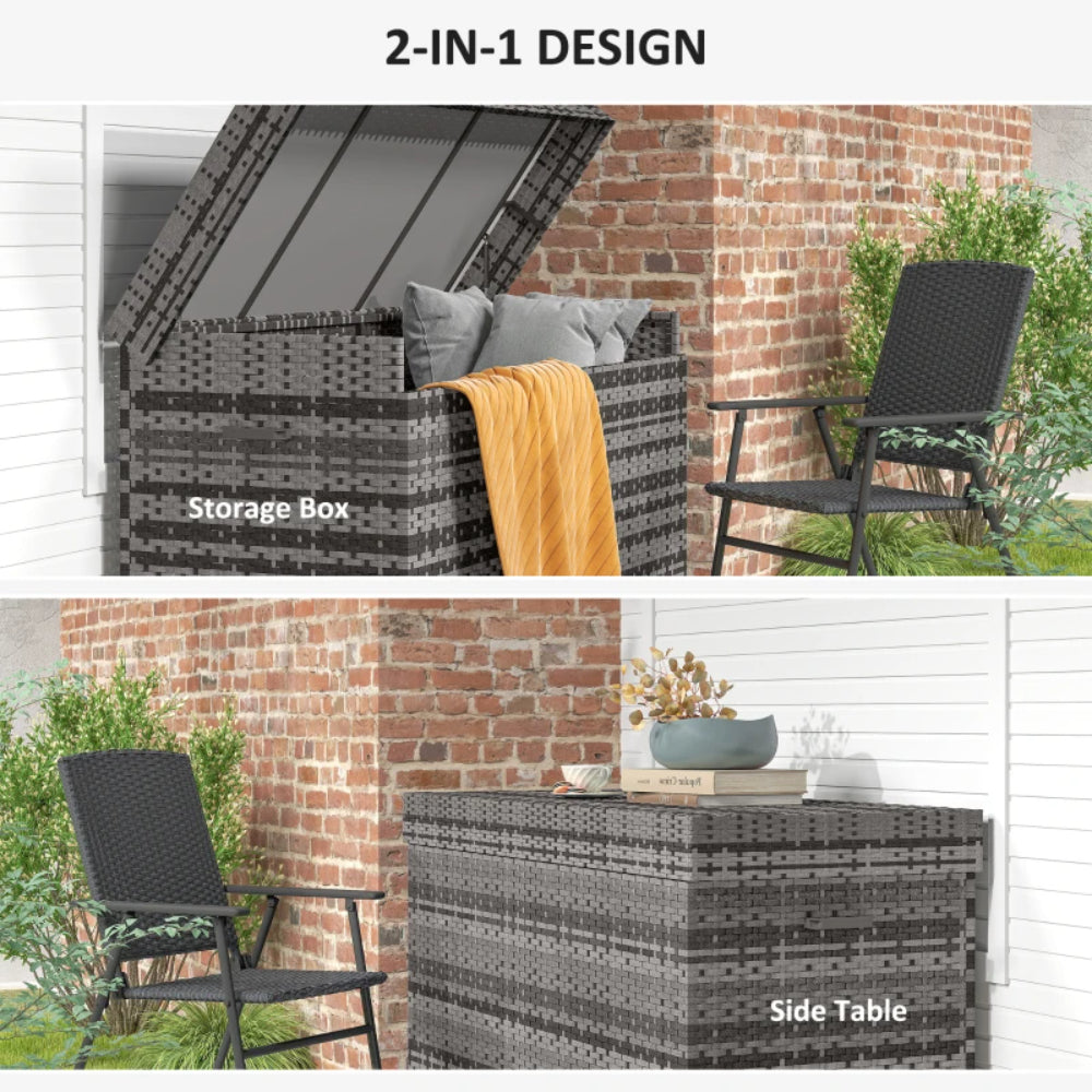 Outsunny 627L Rattan Storage Box - Dark Grey