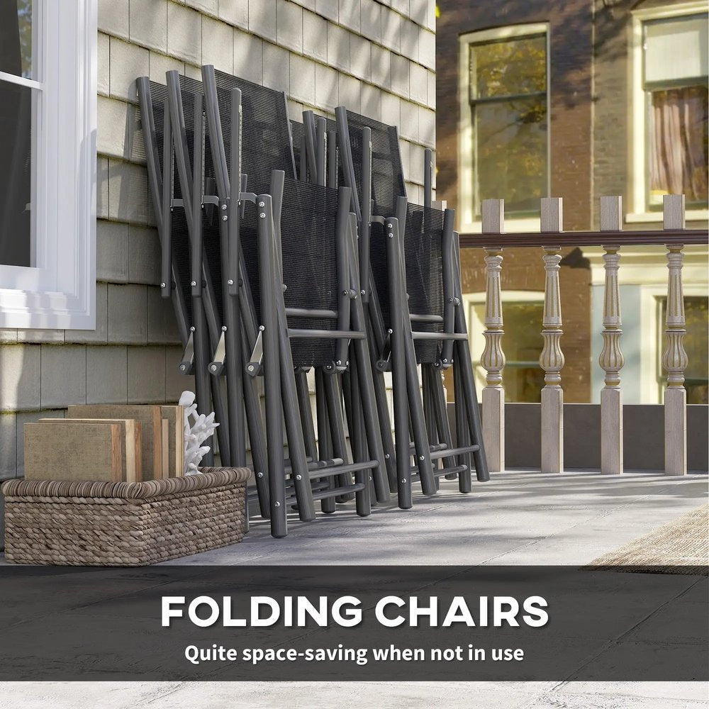 Outsunny 7 Piece Outdoor Dining Set with Extendable Table and 6 Folding Chairs for Patio, Balcony, Deck, Grey 4