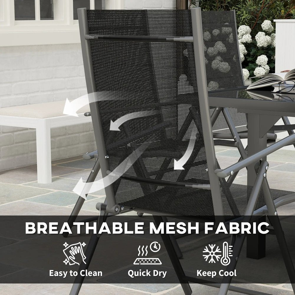 Outsunny 7 Piece Outdoor Dining Set with Extendable Table and 6 Folding Chairs for Patio, Balcony, Deck, Grey 5